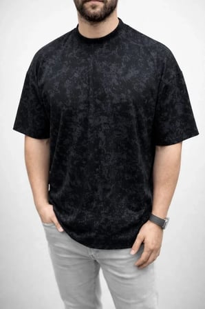 Modi Green Erkek Premium Tişört OSY Yumuşak Dokulu Yıkamalı Oversize T-Shirt - Siyah