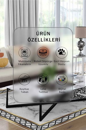 Yıkanabilir Kaymaz Taban Dijital Baskılı Halı ve Yolluk – Leke Tutmaz Salon & Mutfak Halısı