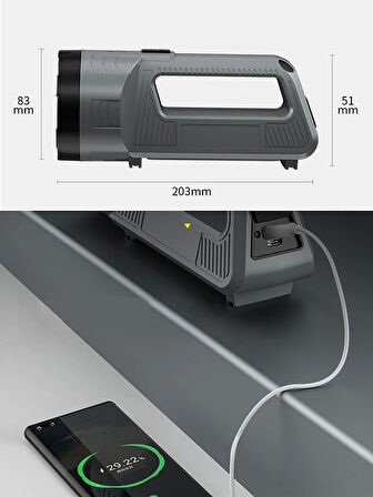 Güçlü Şarjlı Fener Masa Lambası Wt-603