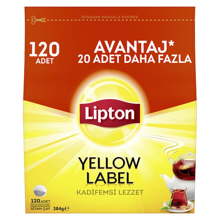 3 Adet Lipton Yellow Label Demlik Poşet Çay 120'li 384 G