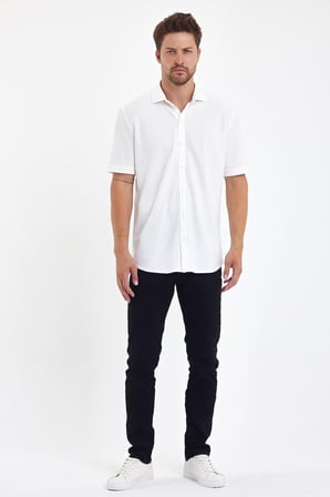Erkek Polo Yaka Kısa Kollu Düğmeli Bol Bakır Gömlek