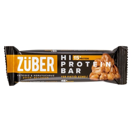 5 Adet Züber Şeker İlavesiz Fıstık Ezmeli Hi-Protein Bar