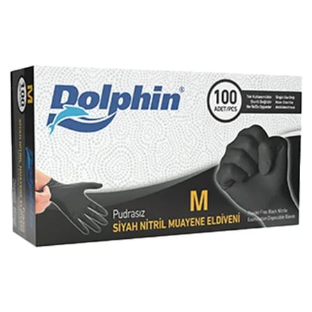 2 Adet Dolphin Nitril Pudrasız Eldiven Siyah