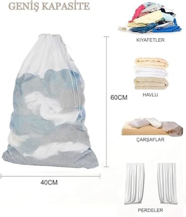 Çamaşır Yıkama Filesi: Dayanıklı ve Koruyucu Çamaşır Torbası, Hassas Giysiler İçin Mükemmel Koruma, Perde Yıkama Filesi (60 X 80)