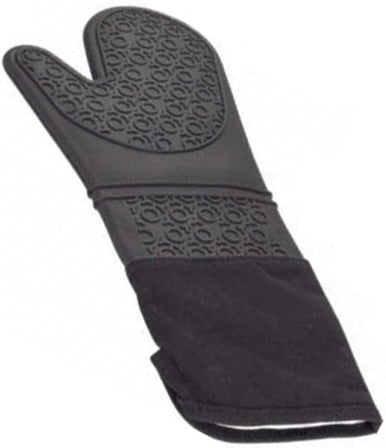 Gri Silikon Yanmaz Yapışmaz Isı Yalıtımlı Mutfak Fırın Eldiveni, Döküm Tencere Sahan Tutacağı, 35 Cm