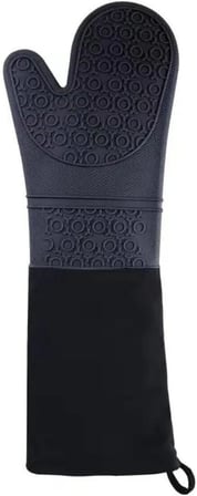 Gri Silikon Yanmaz Yapışmaz Isı Yalıtımlı Mutfak Fırın Eldiveni, Döküm Tencere Sahan Tutacağı, 35 Cm