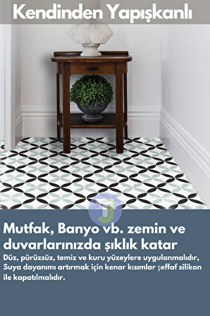 Technojet Kendinden Yapışkanlı Karo PVC Mutfak Banyo Tezgah Kaplama Sticker 4Adet 30cm×30cm