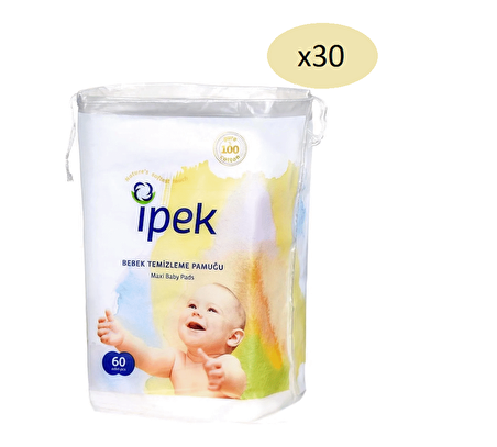 İpek Maxi Bebek Temizleme Pamuğu 60'lı 30 Paket