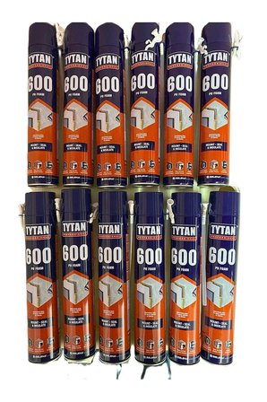 Tytan Polyfix 600Gr - 12 Adet Poliüretan Montaj Dolgu Köpüğü Professional Ses Ve Isı Yalıtım Pipetli