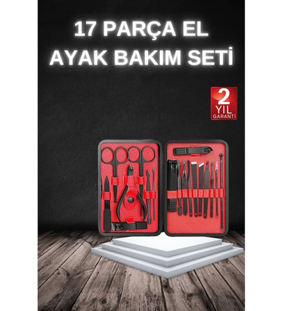 17 Parça Manikür Seti Taşınabilir Özel Çantalı El ve Ayak Bakımı Tırnak Batığı Temizleme
