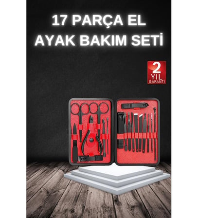17 Parça Manikür Seti Taşınabilir Özel Çantalı El ve Ayak Bakımı Tırnak Batığı Temizleme