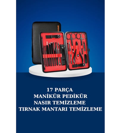 17 Parça Manikür Seti Taşınabilir Özel Çantalı El ve Ayak Bakımı Tırnak Batığı Temizleme