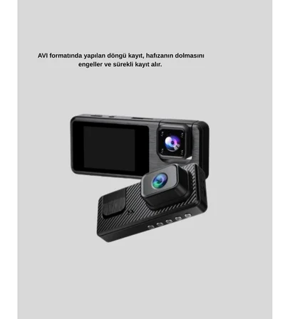 3 Kameralı Araç DVR 1080P Ön + HD Arka + İç Kamera Döngü Kayıt 2   Ekran