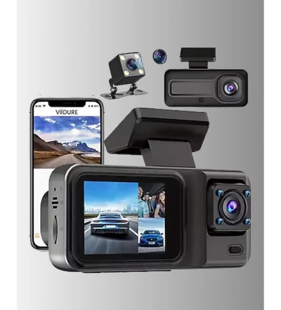 1080P Üç Kameralı Araç Kamerası Wi-Fi Destekli Park Modu ve G-Sensörlü