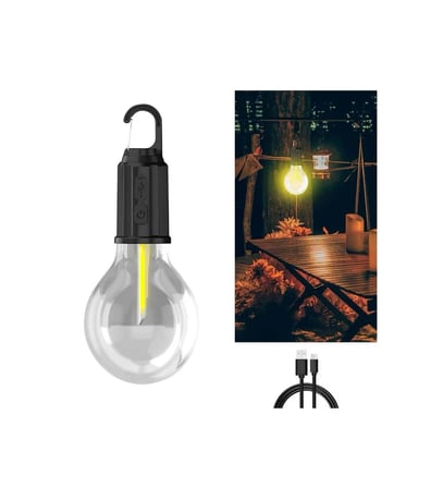 3 farklı mod led'li şarjlı asma kancalı kamp lambası taşınabilir ampul