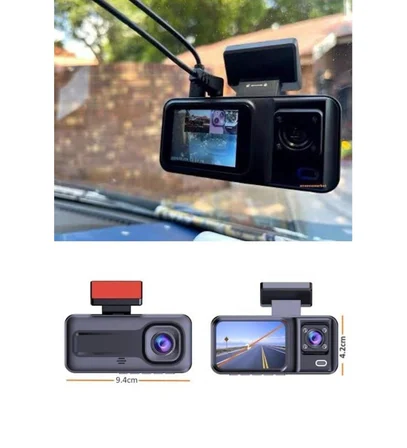 1080P 3 Lensli WİFİ Araç İçi Kameralı Ekran DVR Kaydedici Gece Görüşlü