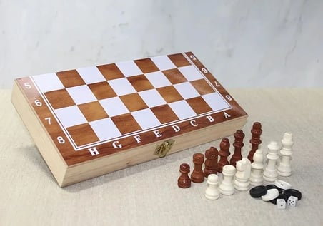 Ahşap Kutulu Satranç Ve Tavla Seti Alk4024