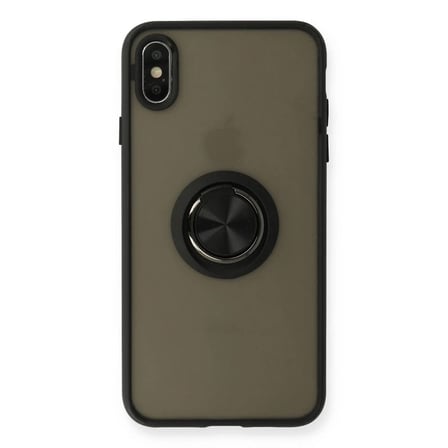 Apple İphone Xs Max Kılıf Montreal Yüzüklü Silikon Kapak - Siyah