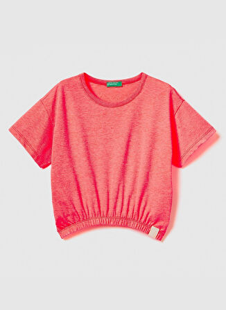 Benetton Düz Nar Çiçeği Kız Çocuk T-Shirt 37YKC10AU