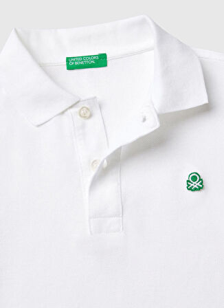 Benetton Düz Beyaz Erkek Çocuk Polo T-Shirt 3089C300Q