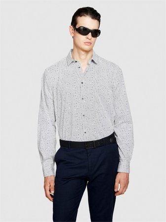 %100 Koton Desenli Poplin Gömlek Erkek Gri Gömlek - 323A597RSQ02S
