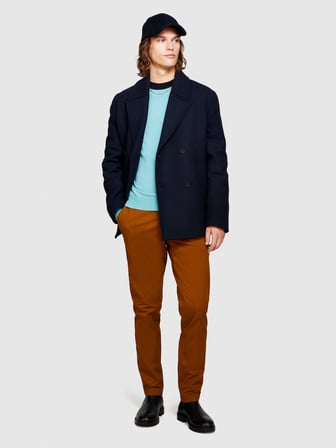 Esnek Slim Fit Chino Pantolon Erkek Kahverengi T-Shirt - 323A4JGCSF03E