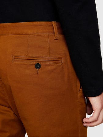 Esnek Slim Fit Chino Pantolon Erkek Kahverengi T-Shirt - 323A4JGCSF03E