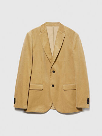 %100 Koton Slim Fit Kadife Ceket Erkek Bej Mont - 323A2SFRSW01B