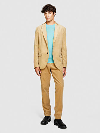 %100 Koton Slim Fit Kadife Ceket Erkek Bej Mont - 323A2SFRSW01B