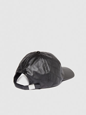 Suni Deri Kep Kadın Siyah Şapka - 323A69P1WA00P