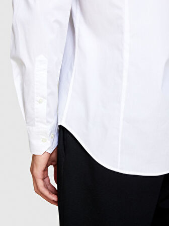 Slim Fit Esnek Koton Gömlek Erkek Beyaz Gömlek - 323A5CNX5QL19