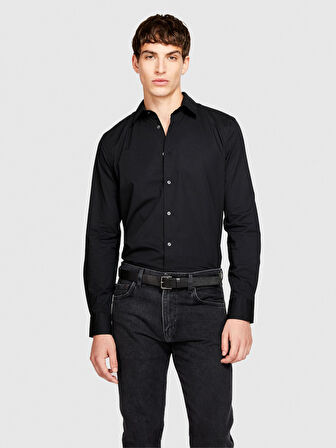 Slim Fit Esnek Koton Gömlek Erkek Siyah Gömlek - 323A5CNX5QL19
