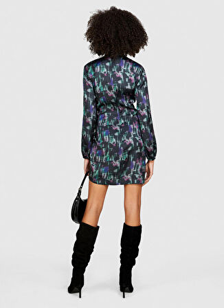 Sisley Bisiklet Yaka Çok Renkli Midi Kadın Elbise 4RTMLV046