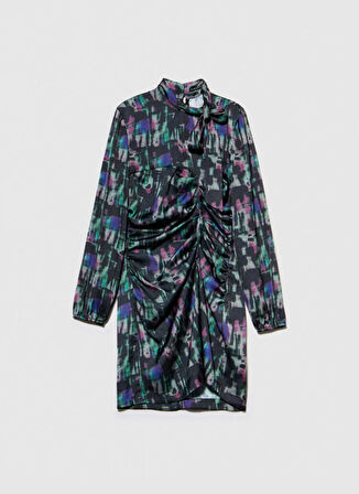 Sisley Bisiklet Yaka Çok Renkli Midi Kadın Elbise 4RTMLV046