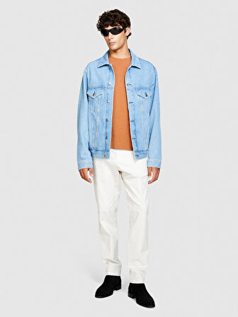 Slim Fit Vintage Efekt Chino Pantolon Erkek Krem Pantolon - 323A4DM6SF02Y