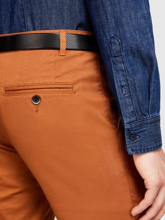 Slim Fit Vintage Efekt Chino Pantolon Erkek Kahverengi T-Shirt - 323A4DM6SF02Y