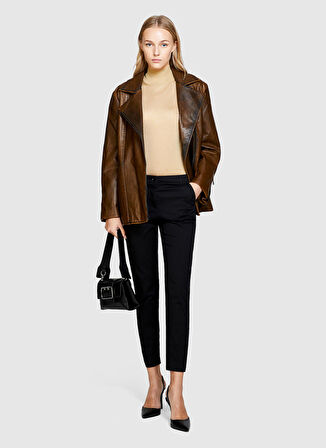Sisley Siyah Kadın Yüksek Belli Slim Fit Pantolon 4BYW55AH6