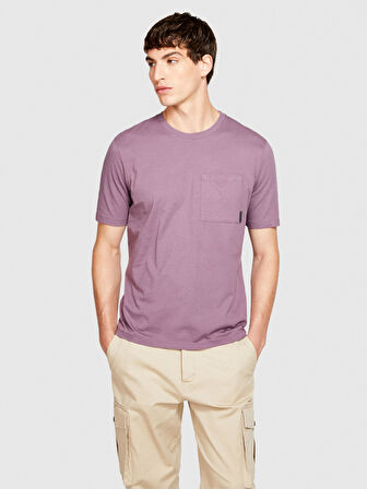 %100 Koton Regular Fit Cepli T-Shirt Erkek Mor T-Shirt - 323A3096S1033