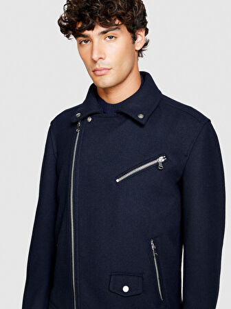 Yün Karışımlı Çapraz Kapamalı Kaban Erkek Renkli Mont - 323A2H4ZSN02K