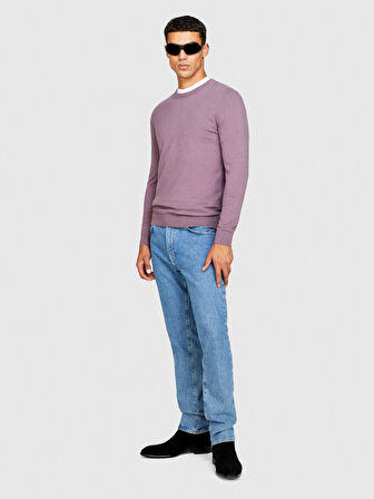 Koton Karışımlı Bisiklet Yaka Kazak Erkek Mor Kazak - 323A10F2S1C78