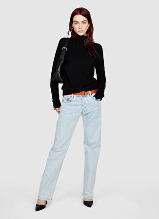 Sisley Dik Yaka Regular Fit Siyah Kazak Kadın 102HM2174