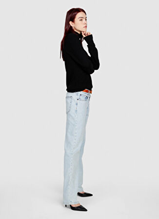 Sisley Dik Yaka Regular Fit Siyah Kazak Kadın 102HM2174