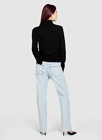 Sisley Dik Yaka Regular Fit Siyah Kazak Kadın 102HM2174