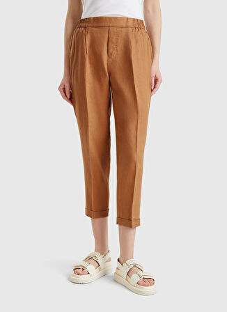Benetton Lastikli Bel Normal Bej Kadın Pantolon 4AGH558X5