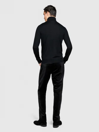 Regular Fit Kadife Pantolon Erkek Siyah T-Shirt - 323A42QJSF041