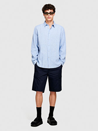 Keten Pamuk Karışımlı Slim Fit Gömlek Erkek Yeşil Gömlek - 324P59A2SQ03G