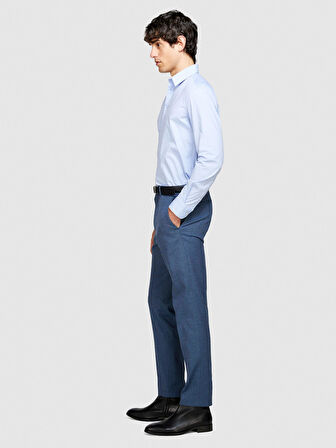 Streç Pamuklu Dar Kesim Gömlek Erkek Mavi Gömlek - 324P5CNX5QL19