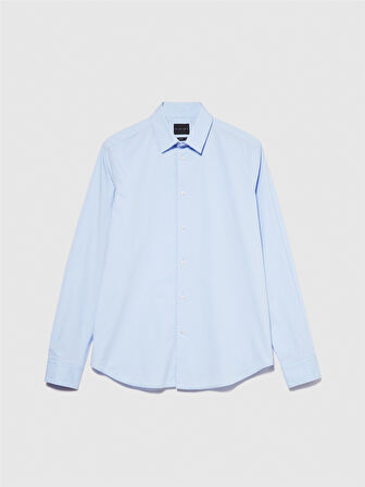 Streç Pamuklu Dar Kesim Gömlek Erkek Mavi Gömlek - 324P5CNX5QL19