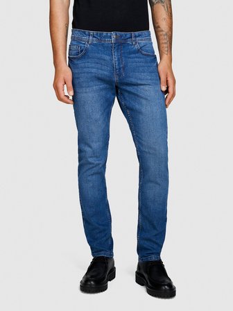 Streç Pamuklu Kemer Delikli Düz Paça Slim Fit Denim Pantolon Erkek Siyah Mix Pantolon - 324P4MQBSE00O