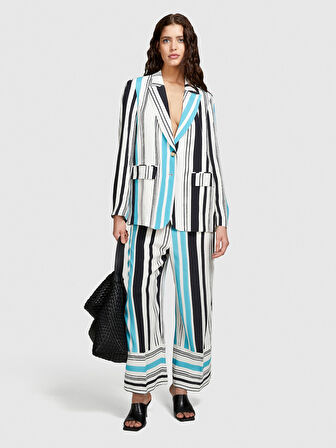 Tamamı Desenli Çift Düğmeli Maskülen Kesim Blazer Ceket Kadın Renkli Ceket - 324P2VJDLW024